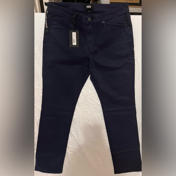 PAIGE Men Normandie Straight Leg Japan Twill Cotton Denim Jean (Navy Cadet) - Picture 2 of 6